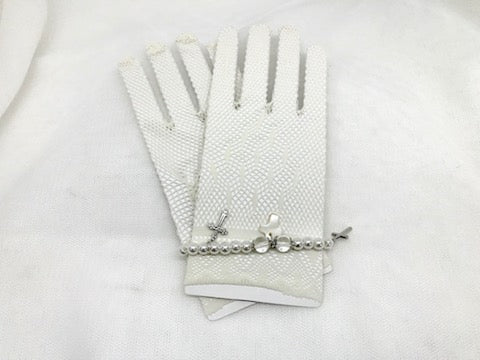 Guantes Mimosa Serena en plata para comunión - vista principal