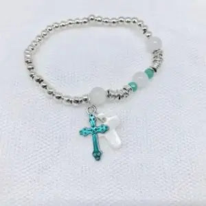 Pulsera floral Luna Serena en plata para comunión y arras - vista lateral