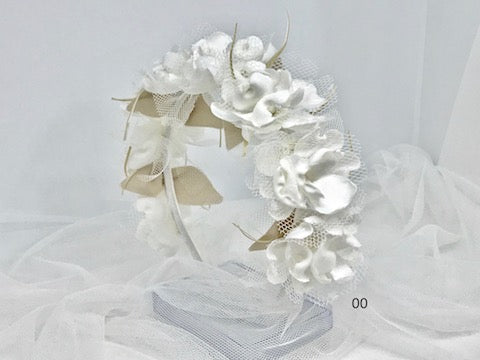 Diadema floral Violeta Serena para comunión - vista lateral