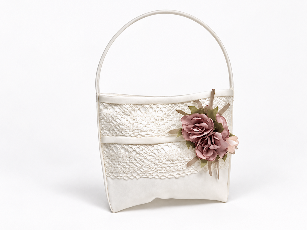 Bolso limosnera Peonía Serena en rosa palo y rosa para comunión y arras