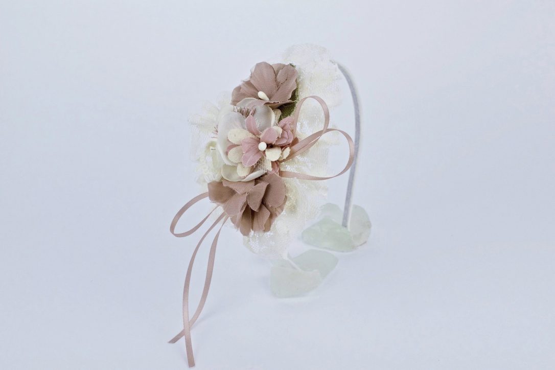 Diadema floral Rosa Dulce para bebé - detalle