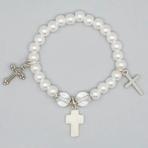 Pulsera floral Alba Serena en plata para comunión y arras - vista lateral