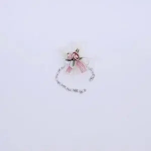 Pulsera floral Violeta Dulce en marfil y rosa palo para comunión y arras - vista lateral