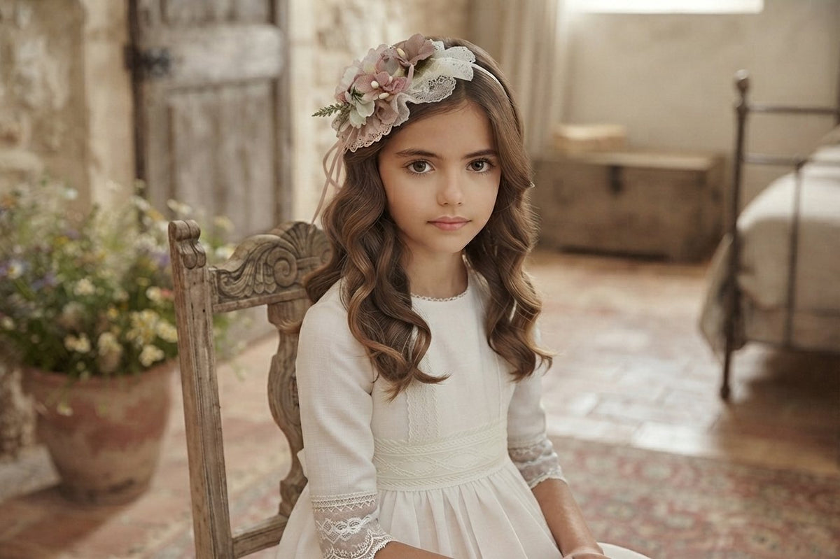 Diadema floral Rosa Dulce para bebé - vista principal