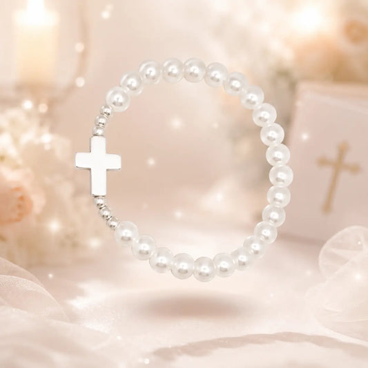 Pulsera floral Dalia Serena en plata para comunión y arras - vista principal