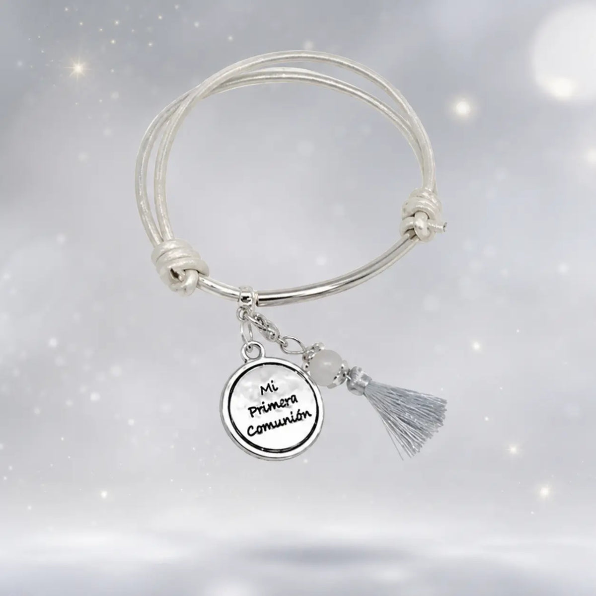 Pulsera floral Nerea Serena en marfil y plata para comunión y arras - vista principal