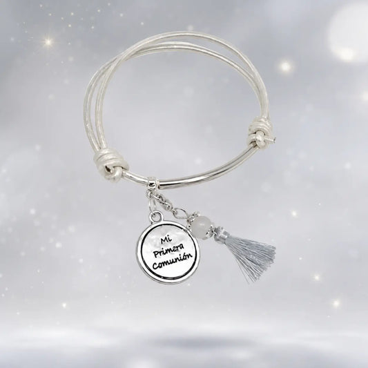 Pulsera floral Nerea Serena en marfil y plata para comunión y arras - vista principal