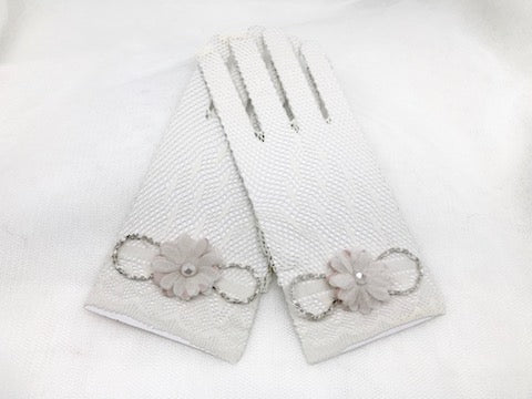 Guantes Olivia Serena en blanco roto y rosa palo para comunión - vista principal